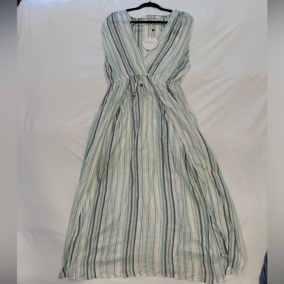 Striped Blue & White Cover Up - Picture 1 of 3